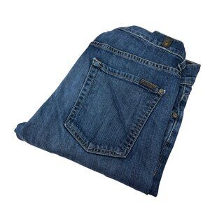7 For All Mankind Button Fly Denim Blue Jeans Size 32X33 Straight Leg